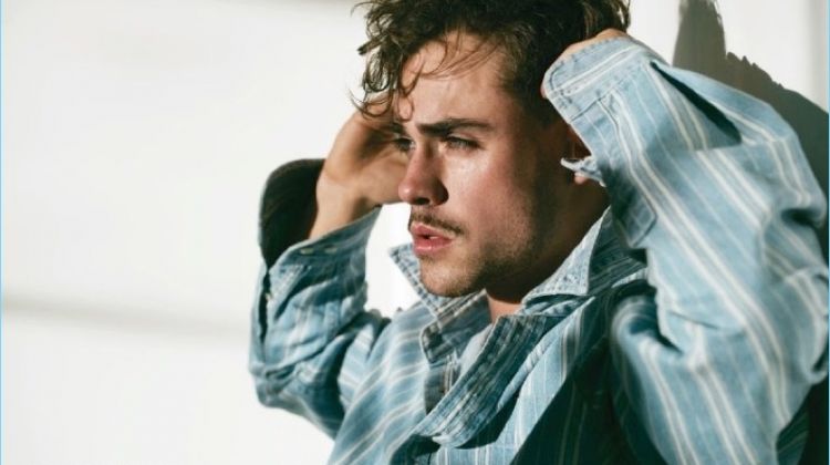 Stranger Things star Dacre Montgomery sports a Balenciaga shirt.