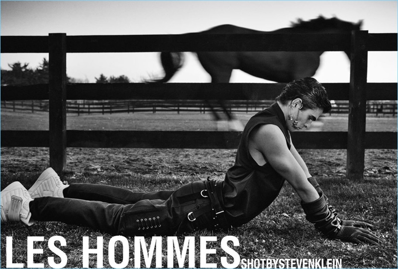 Steven Klein photographs Diego Villarreal for Les Hommes' spring-summer 2018 campaign.
