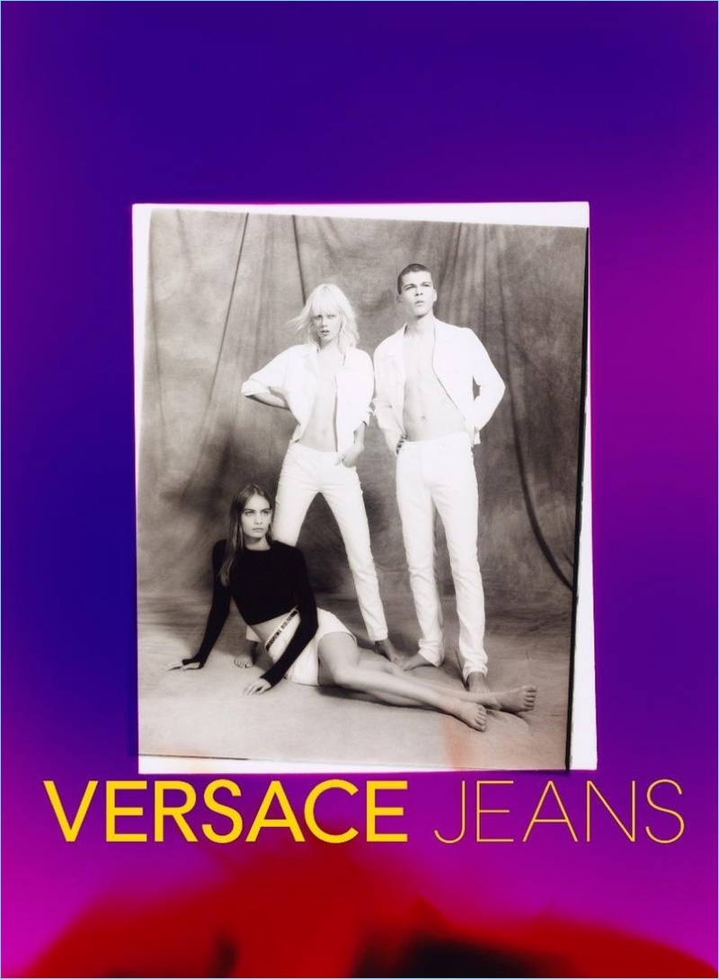 Versace enlists Nina Marker, Marjan Jonkman, and Leonard Mushiete for its spring-summer 2018 campaign.