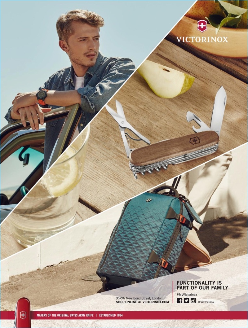 Max Rendell stars in Victorinox's spring-summer 2018 campaign.