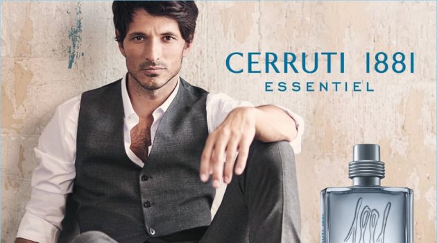 Andres Velencoso stars in the new fragrance campaign for Cerruti 1881 Essentiel.