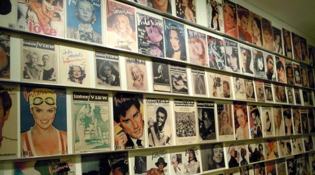 Interview magazine covers on display at the Andy Warhol Museum in Pittsburgh, PA.