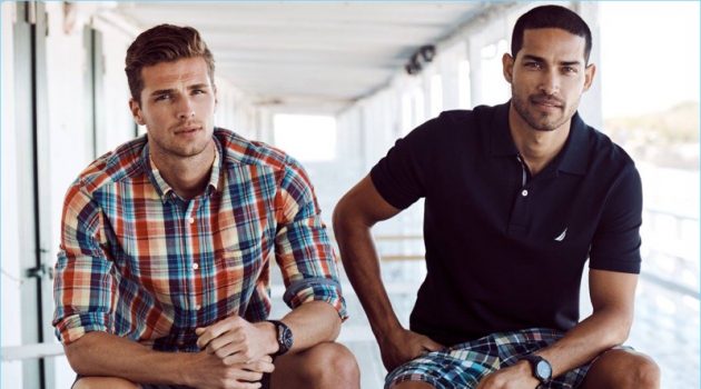 Models Edward Wilding and Daniel Pimentel come together for Nautica's spring-summer 2018 outing.