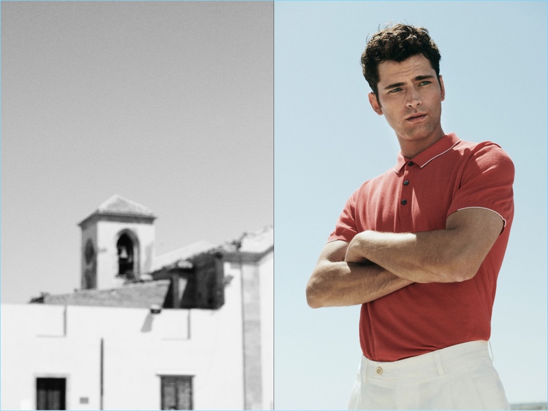Model Sean O'Pry sports a Massimo Dutti polo with chinos.