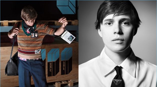 Nick Robinson fronts Prada's fall-winter 2018 campaign.