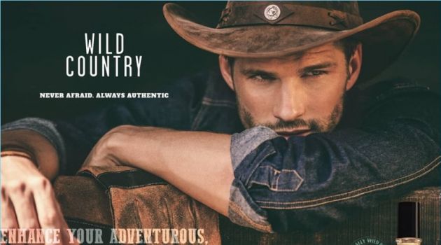 Channeling his inner cowboy, Tomas Skoloudik stars in a campaign for Avon's Wild Country fragrance.