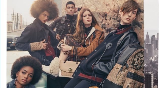 Coach enlists Blesnya Minher, Joaquim Arnell, Ali Latif, Nina Gulien, and William Grant as the stars of its fall-winter 2018 campaign.