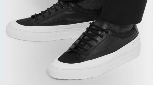 Common Projects Achilles Super Mesh-Trimmed Leather Sneakers