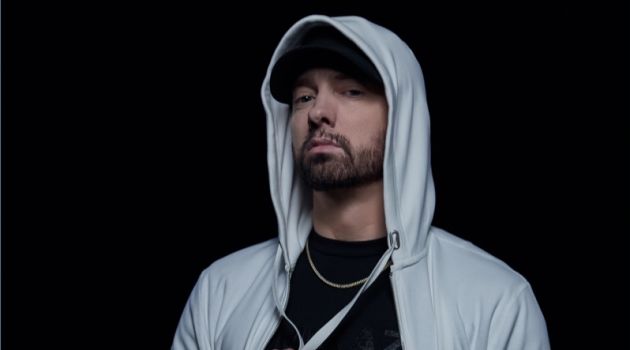 Eminem wears an Icon hoodie from his Rag & Bone collaboration.