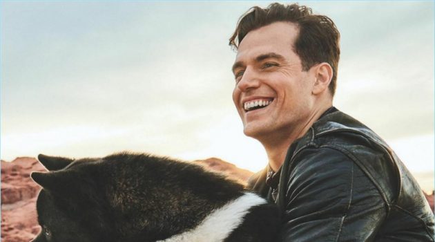 All smiles, Henry Cavill poses with his dog Kal-El.