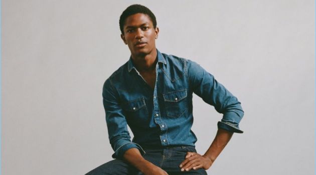 Hamid Onifade models denim essentials for Mango Man.