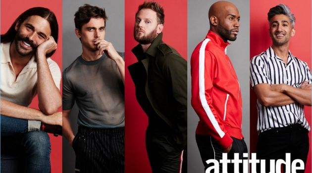 Leigh Keily photographs Jonathan van Ness, Antoni Porowski, Bobby Berk, Karamo Brown, and Tan France for Attitude.