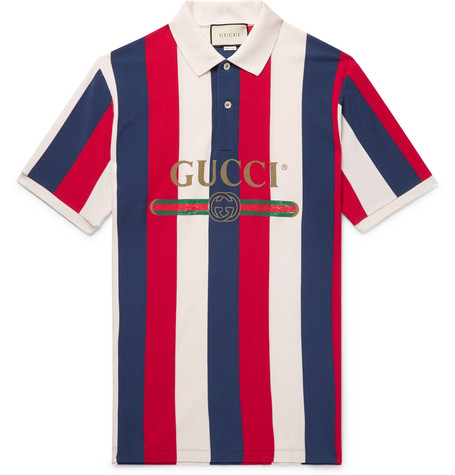 Gucci - Logo-Print Striped Cotton-Piqué 