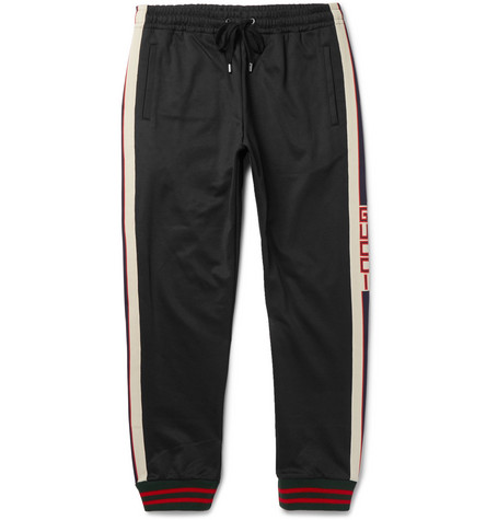 Gucci - Striped Tech-Jersey Sweatpants - Men - Black | The Fashionisto