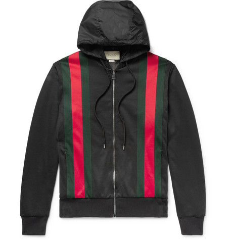 Gucci - Webbing-Trimmed Jersey Hooded 