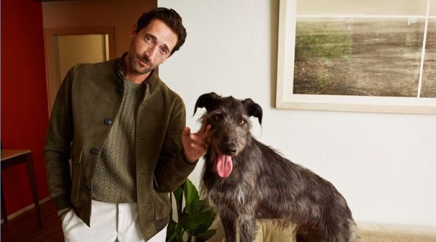 Adrien Brody stars in Mango's fall-winter 2018 campaign with his dog Opi.