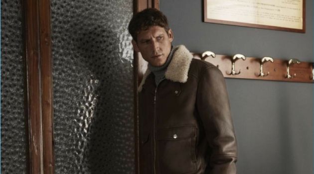 Roch Barbot sports a shearling aviator jacket and jeans from Brunello Cucinelli's exclusive Mr Porter collection.