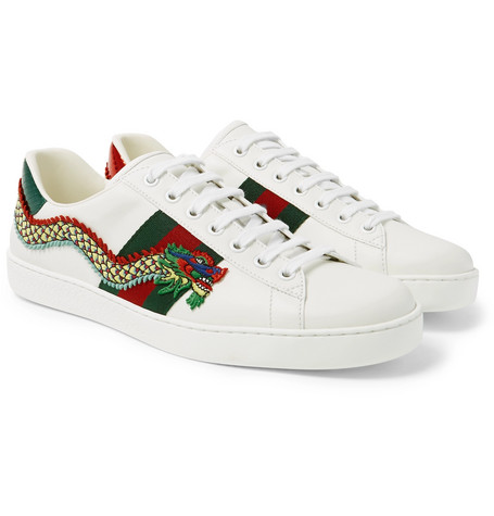gucci ace embellished leather sneakers