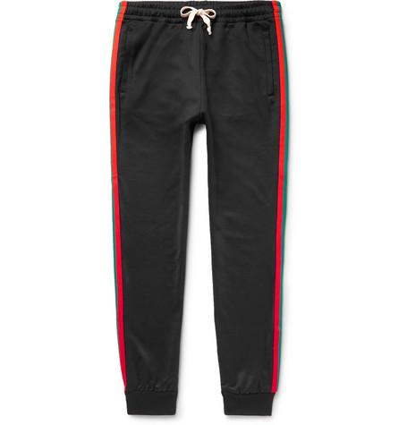Gucci - Tapered Webbing-Trimmed Tech-Jersey Sweatpants - Men - Black ...