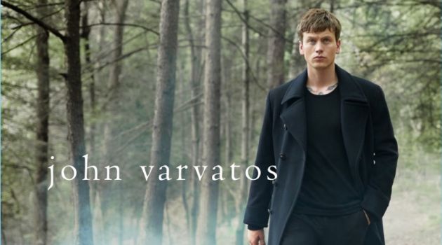 Clad in black, Sid Ellisdon appears in John Varvatos' fall-winter 2018 catalog.