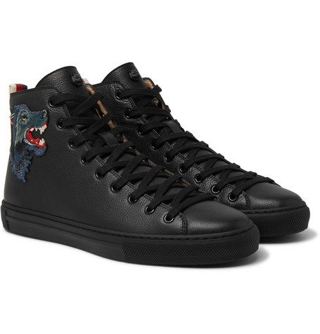 leather high top sneakers mens