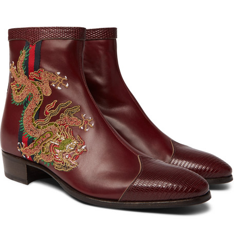 embroidered leather boots