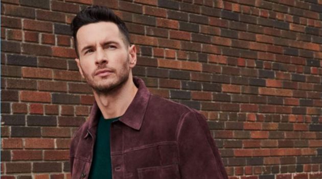 Stepping out in a suede Berluti blouson jacket, JJ Redick aksi wears a Vacheron Constantin watch with Loro Piana sweatpants and a sweater.