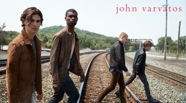 Gordon Winarick, Salieu Jalloh, Mike Russo, and Dallas Alberti wear fall fashions from John Varvatos Star USA.