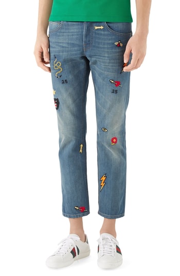 embroidered jeans mens
