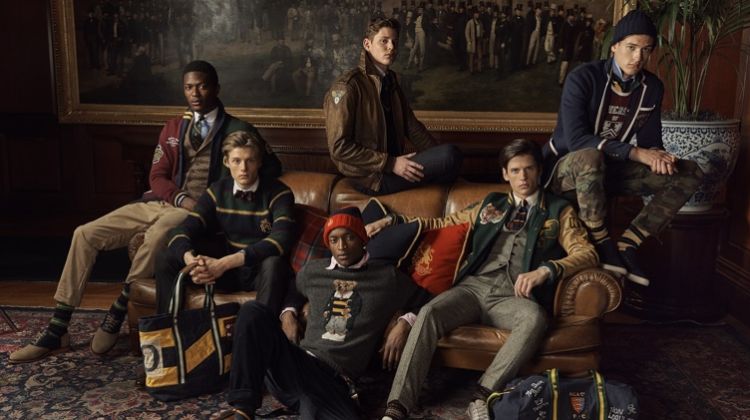 Hamid Onifade, Hugh Laughton-Scott, Oliver Kumbi, Max Snippe, Nate Hill, and Jegor Venned star in POLO Ralph Lauren's fall-winter 2018 campaign.