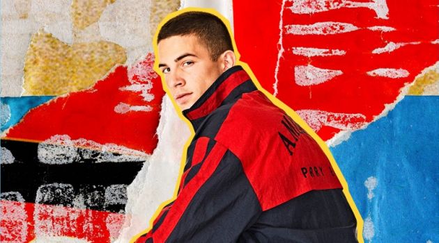 Keegan Rodriguez sports a tracksuit from the Perry Ellis America capsule collection.