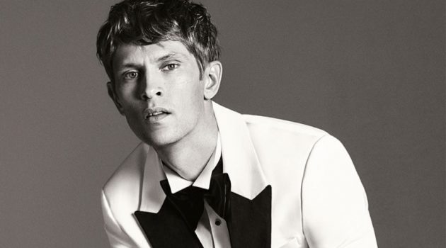 Reuniting with Zara Man, Mathias Lauridsen sports a white and black tuxedo.