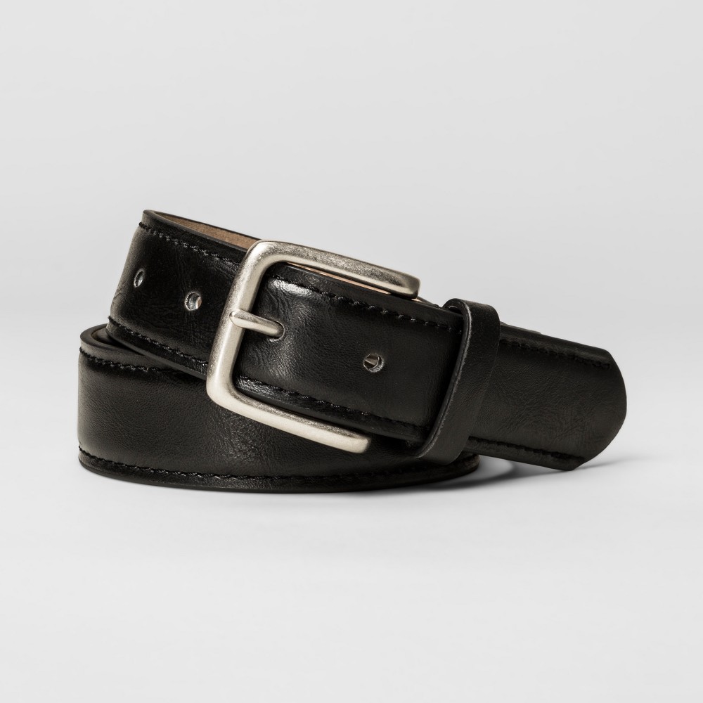 Men’s 35mm Leather Belt With Channel Skive – Goodfellow & Co – Black L ...
