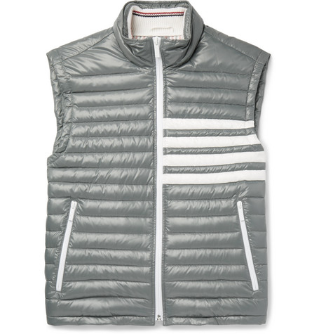Thom Browne – Striped Quilted Shell Down Gilet – Men – Gray | The ...