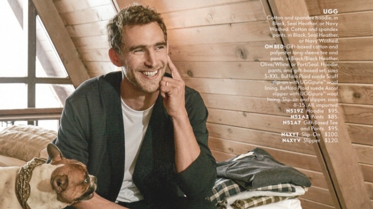 All smiles, Will Chalker relaxes in loungewear from UGG.
