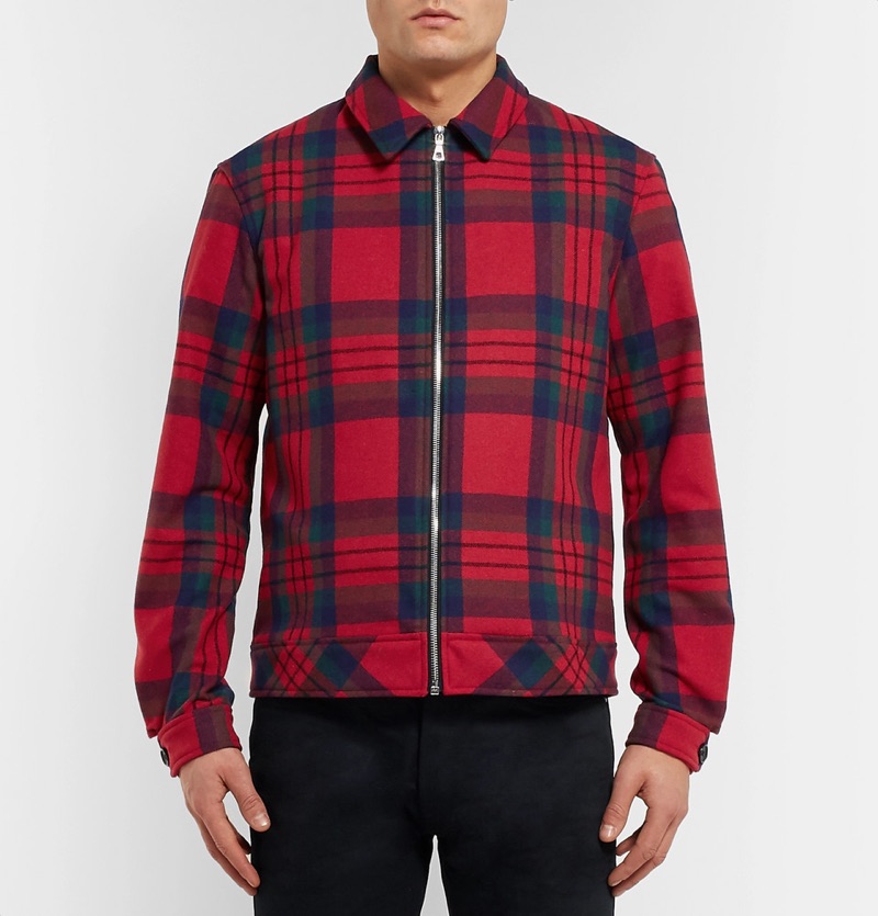 John Elliott Checked Wool-Blend Blouson Jacket