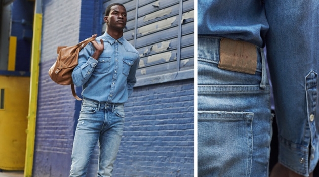 Doubling down on denim, Salomon Diaz wears H&M skinny jeans.