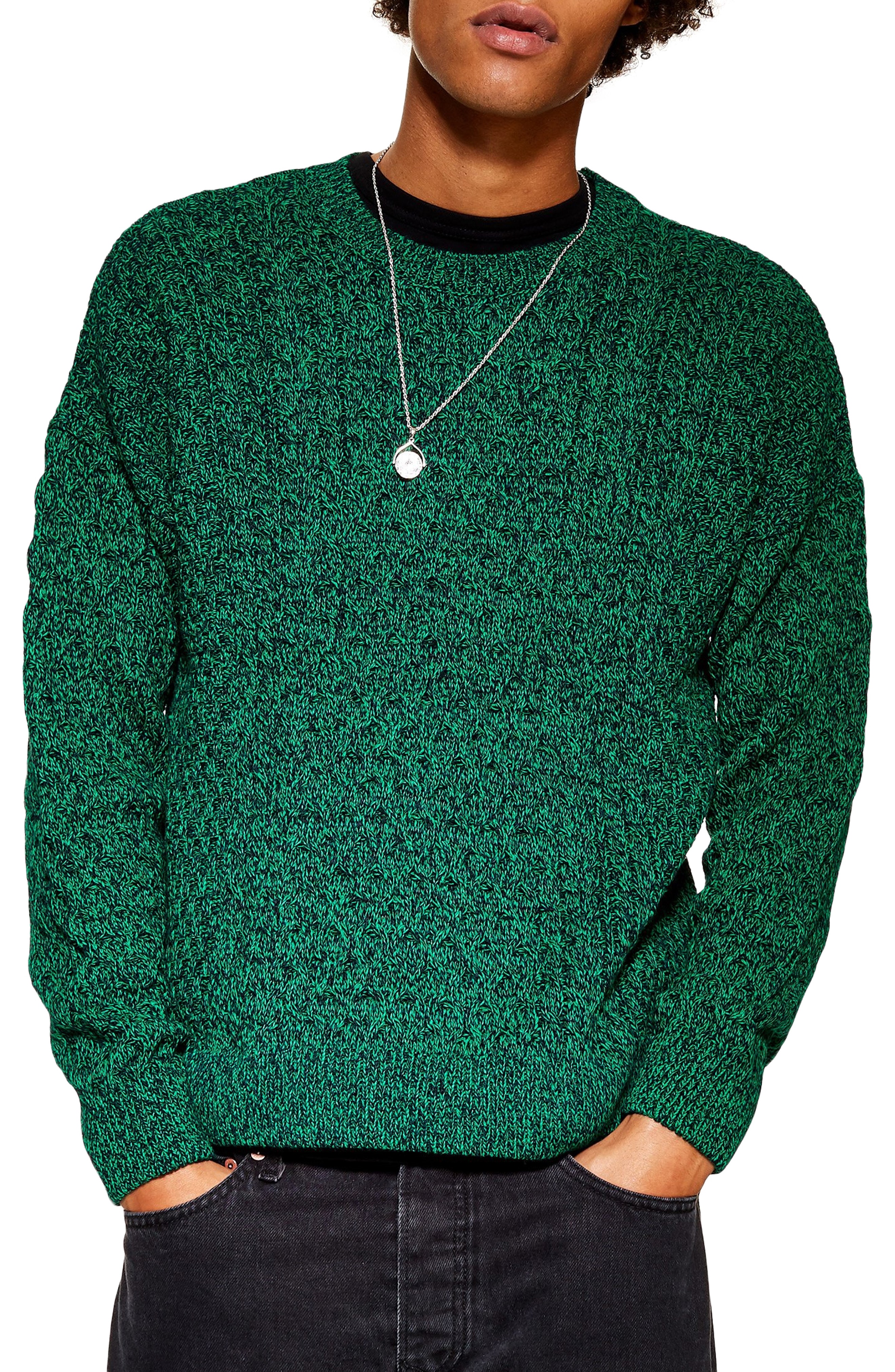 Men S Topman Marl Cable Knit Sweater Size Small Green The Fashionisto