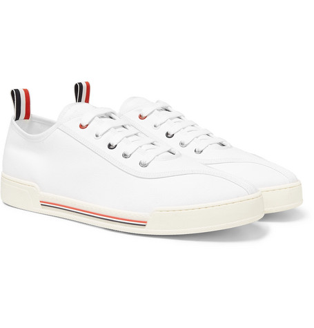 Thom Browne – Striped Canvas Sneakers – Men – White | The Fashionisto