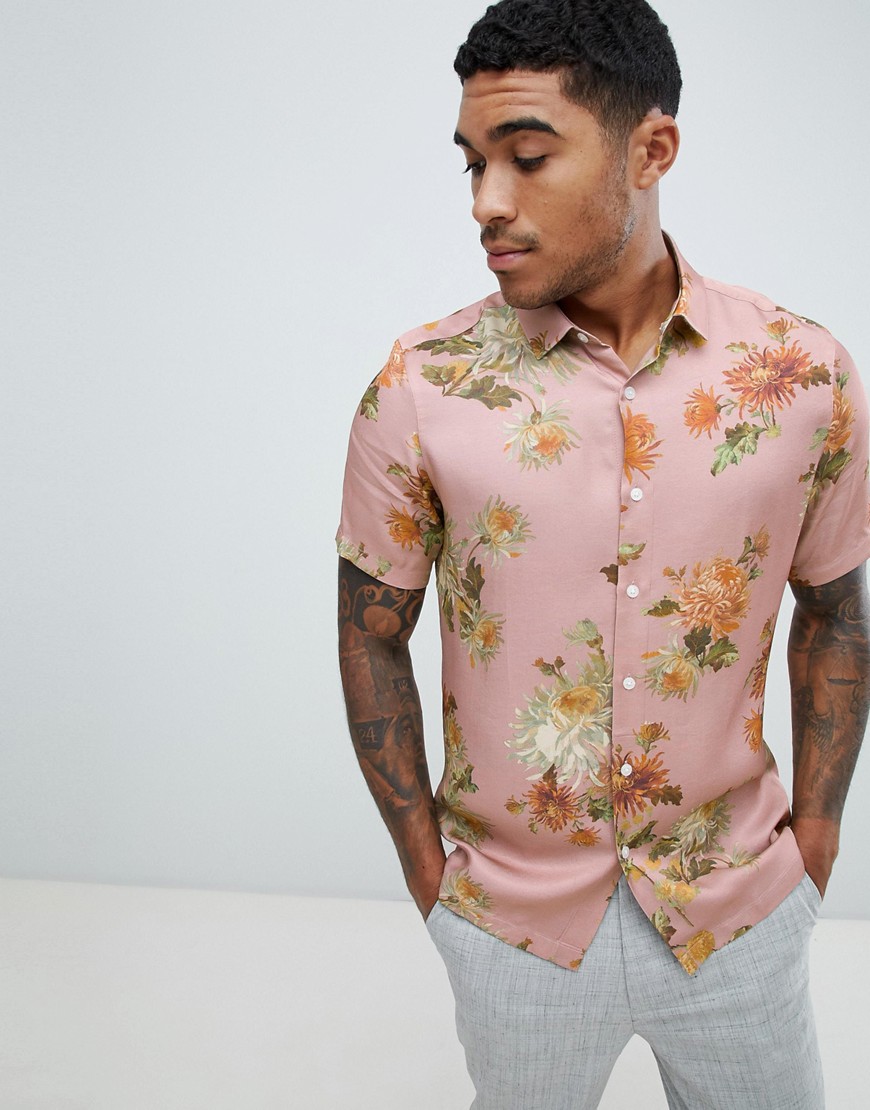 ASOS DESIGN regular fit floral shirt in pink – Pink | The Fashionisto