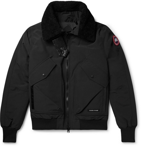 Canada Goose – Bromley Shearling-Trimmed Canvas Down Bomber Jacket ...