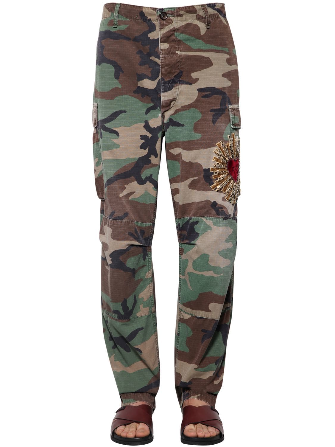 Heart Embroidered Camouflage Pants | The Fashionisto