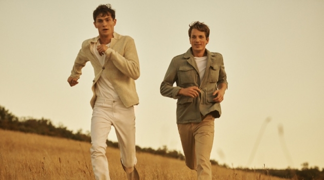 Models Luc Defont-Saviard and Hugo Sauzay star in Massimo Dutti's spring-summer 2019 campaign.