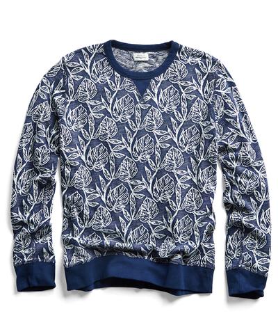 Hartford Jungle Palm Jacquard Sweatshirt in Navy | The Fashionisto