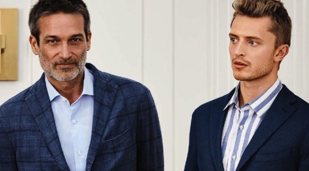 Connecting with Holt Renfrew, models Norbert Michalke and Max Rendell wear Boglioli.