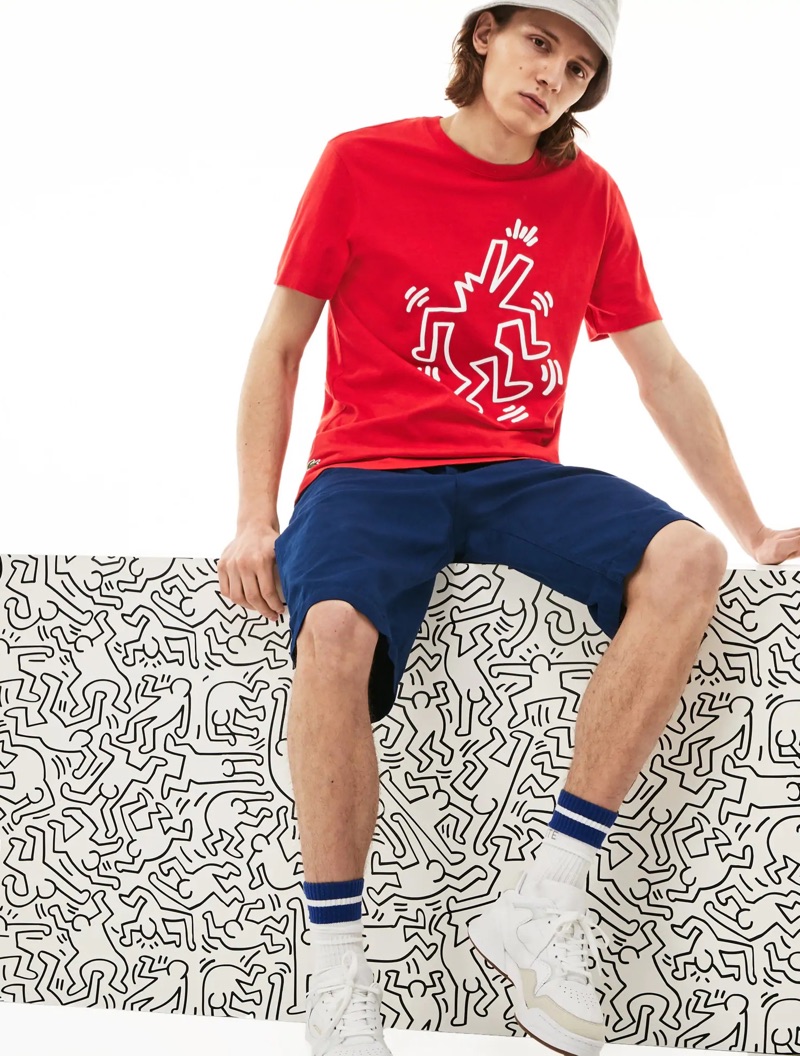 lacoste keith haring shorts