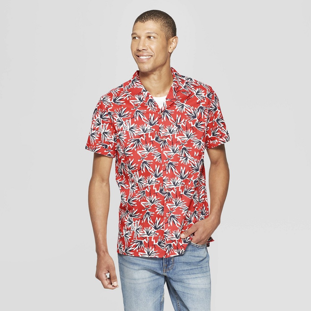 mens red short sleeve button down
