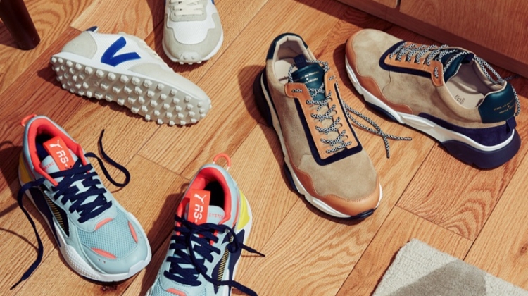 Retro Sneakers (Left to Right): PUMA Select RS-X Reinvention Sneakers, Veja SDU Hexa Sneakers, and Zespa ZSP7 Mixed Suede Runners