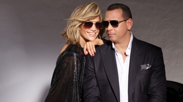 Dressed in black, Jennifer Lopez and Alex Rodriguez star in Quay Australia's new eyewear campaign.