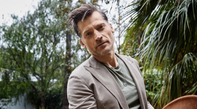 Grant Woolhead styles Nikolaj Coster-Waldau for a Man About Town photo shoot.